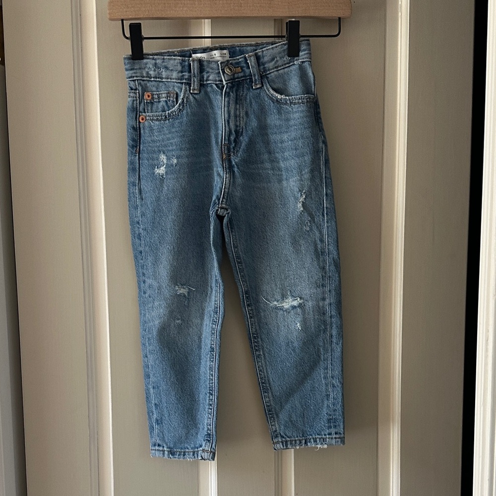 Zara little girls Light Blue Distressed Straight Jeans